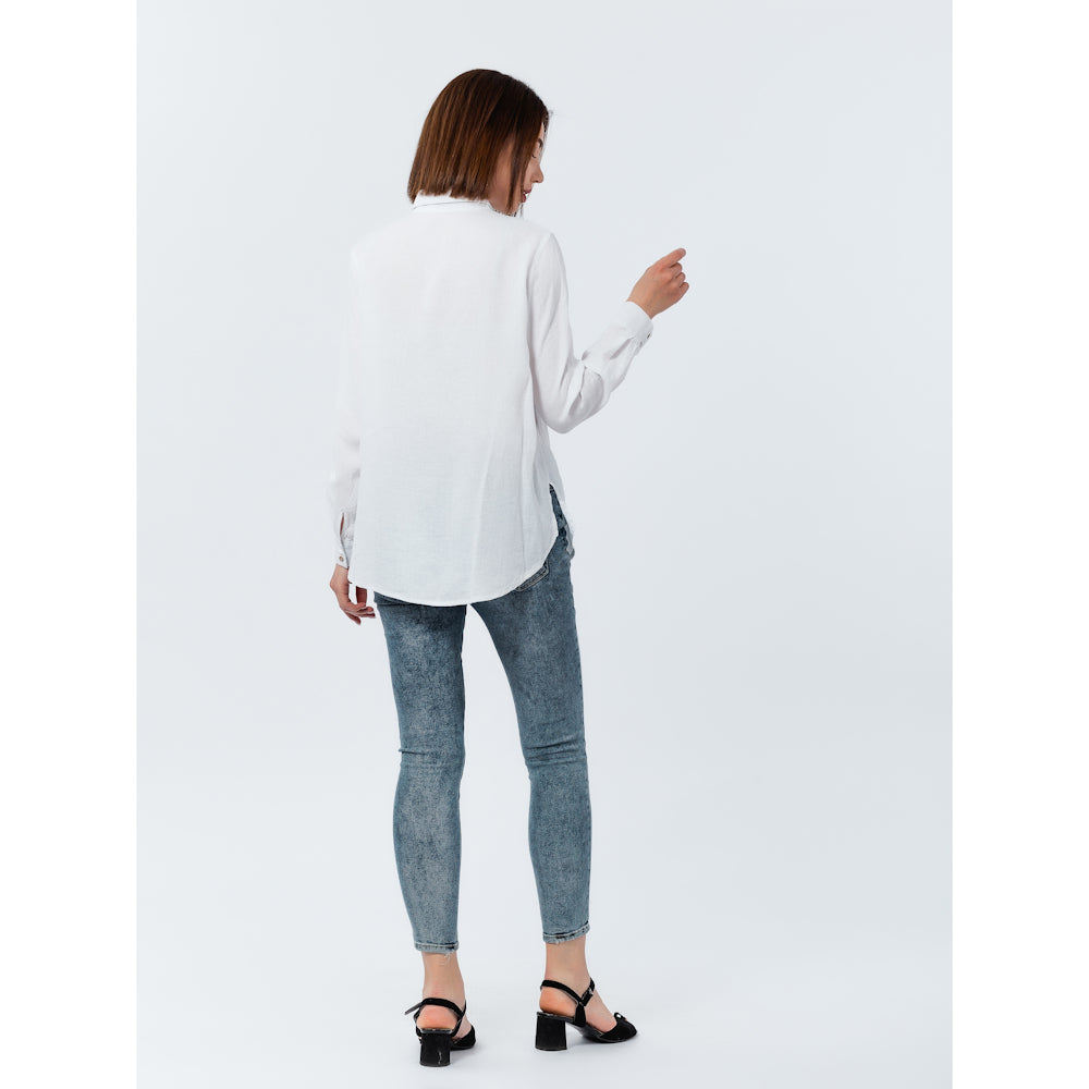 Linen Shirt - White - Stonewashed - Luxury Thin Linen