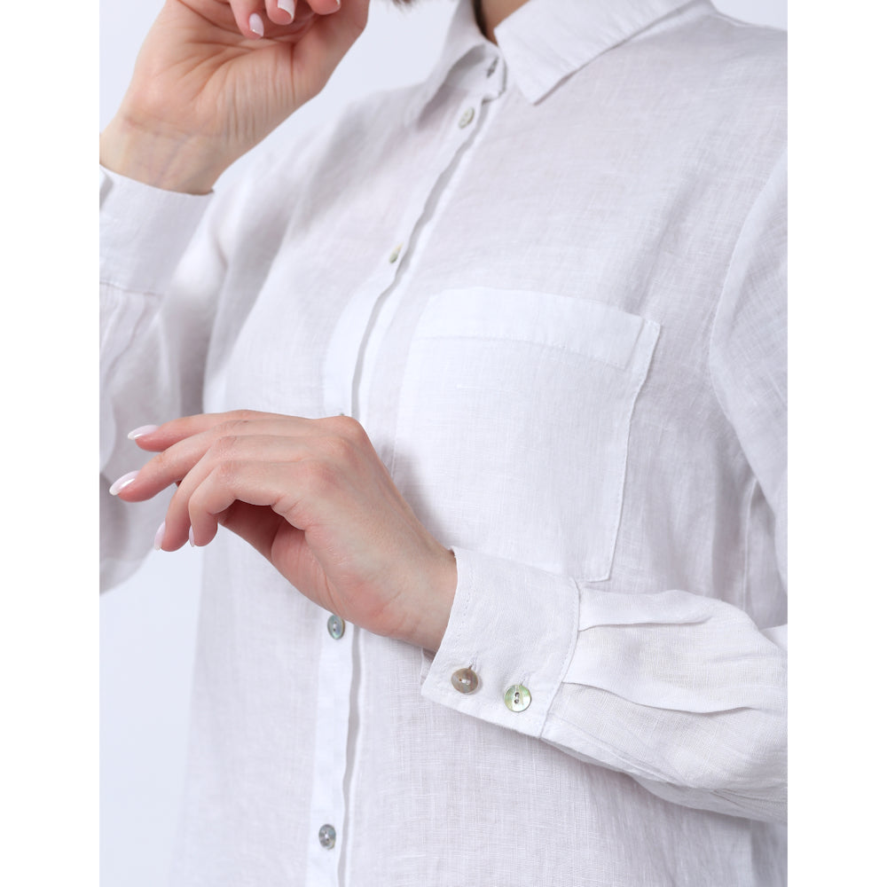 Linen Shirt - White - Stonewashed - Luxury Thin Linen