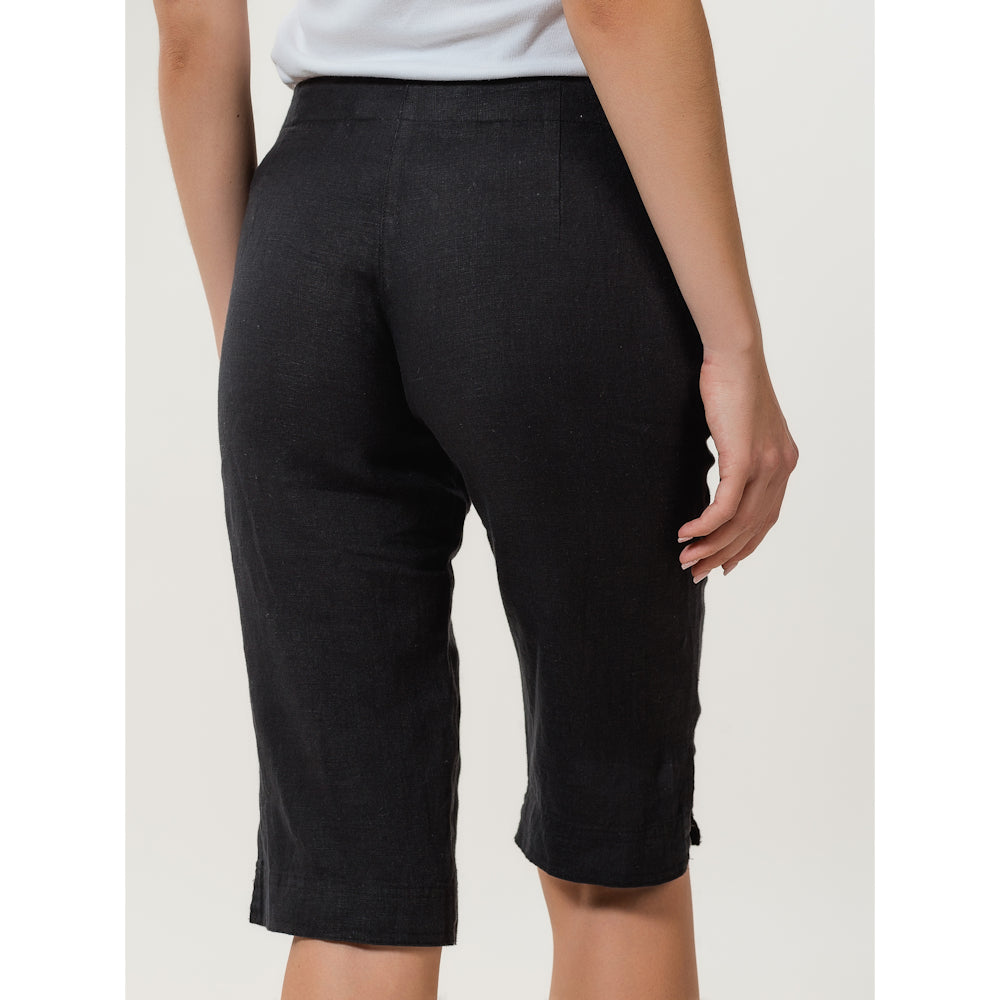 Linen Shorts - Black - Stonewashed - Luxury Medium Thick Linen