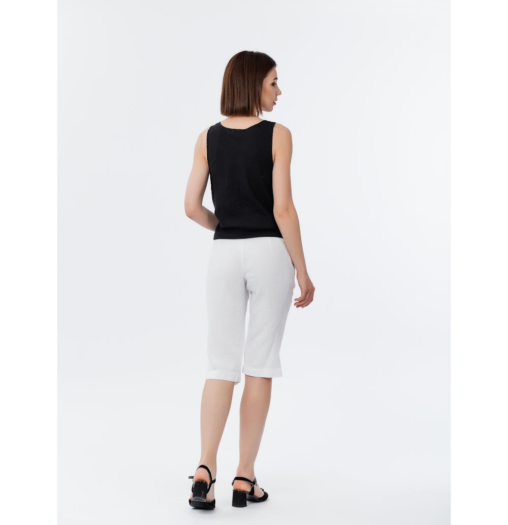 Linen Shorts - White - Stonewashed - Luxury Medium Thick Linen