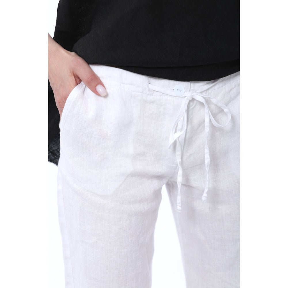 Linen Shorts - White - Stonewashed - Luxury Medium Thick Linen