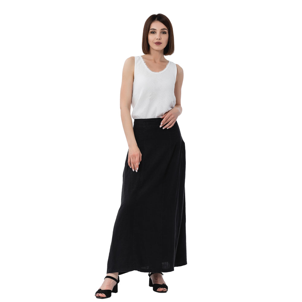 Linen Skirt - Black - Stonewashed - Luxury Medium Thick Linen