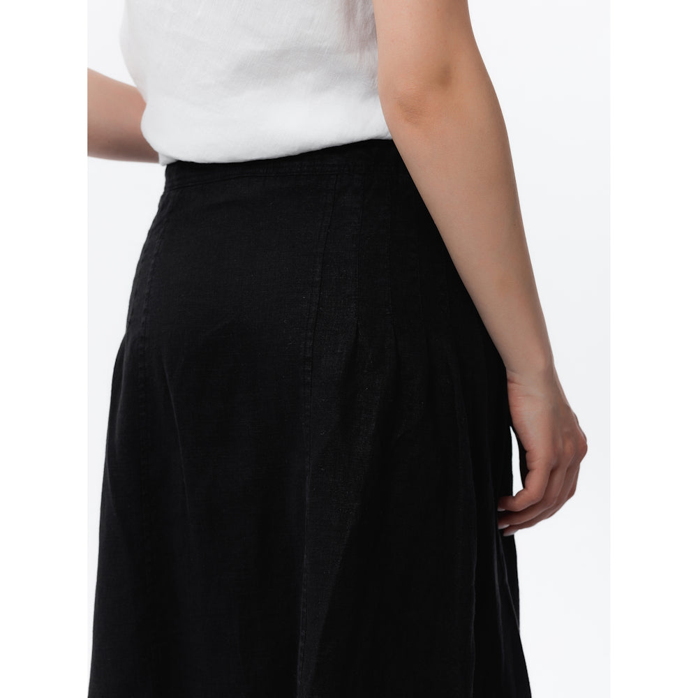 Linen Skirt - Black - Stonewashed - Luxury Medium Thick Linen