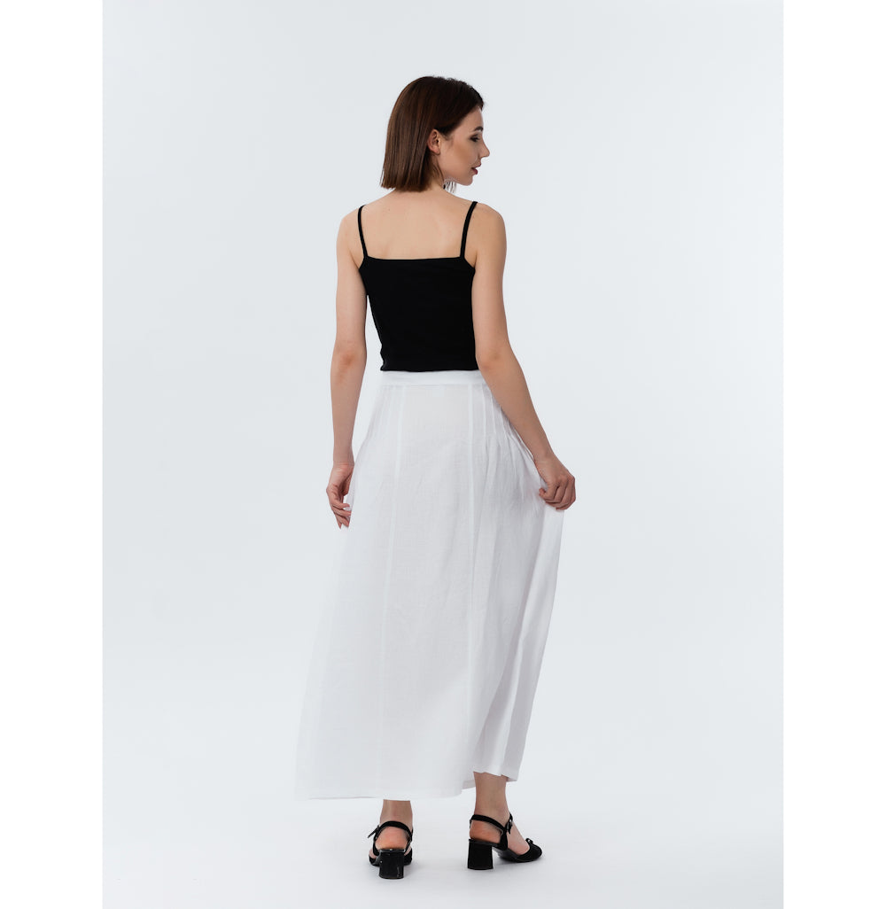 Linen Skirt - White - Stonewashed - Luxury Medium Thick Linen