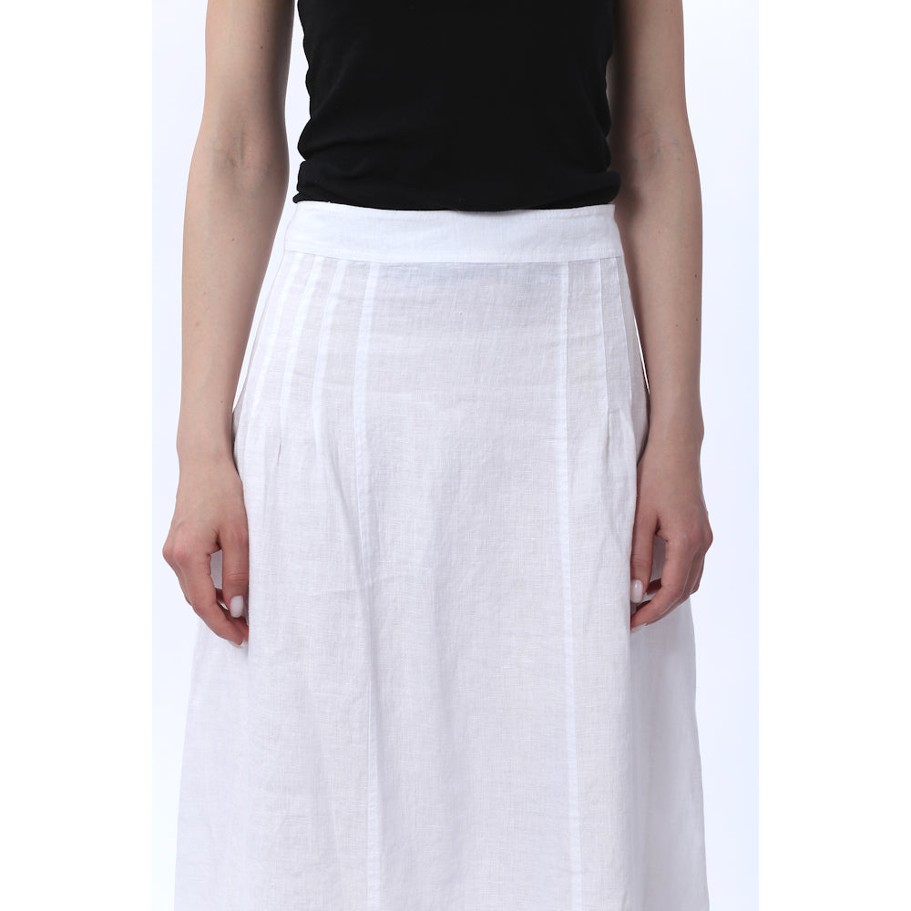 Linen Skirt - White - Stonewashed - Luxury Medium Thick Linen