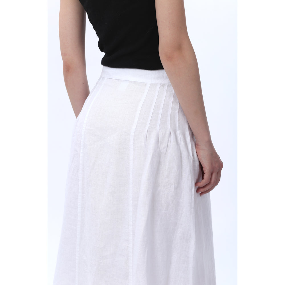 Linen Skirt - White - Stonewashed - Luxury Medium Thick Linen