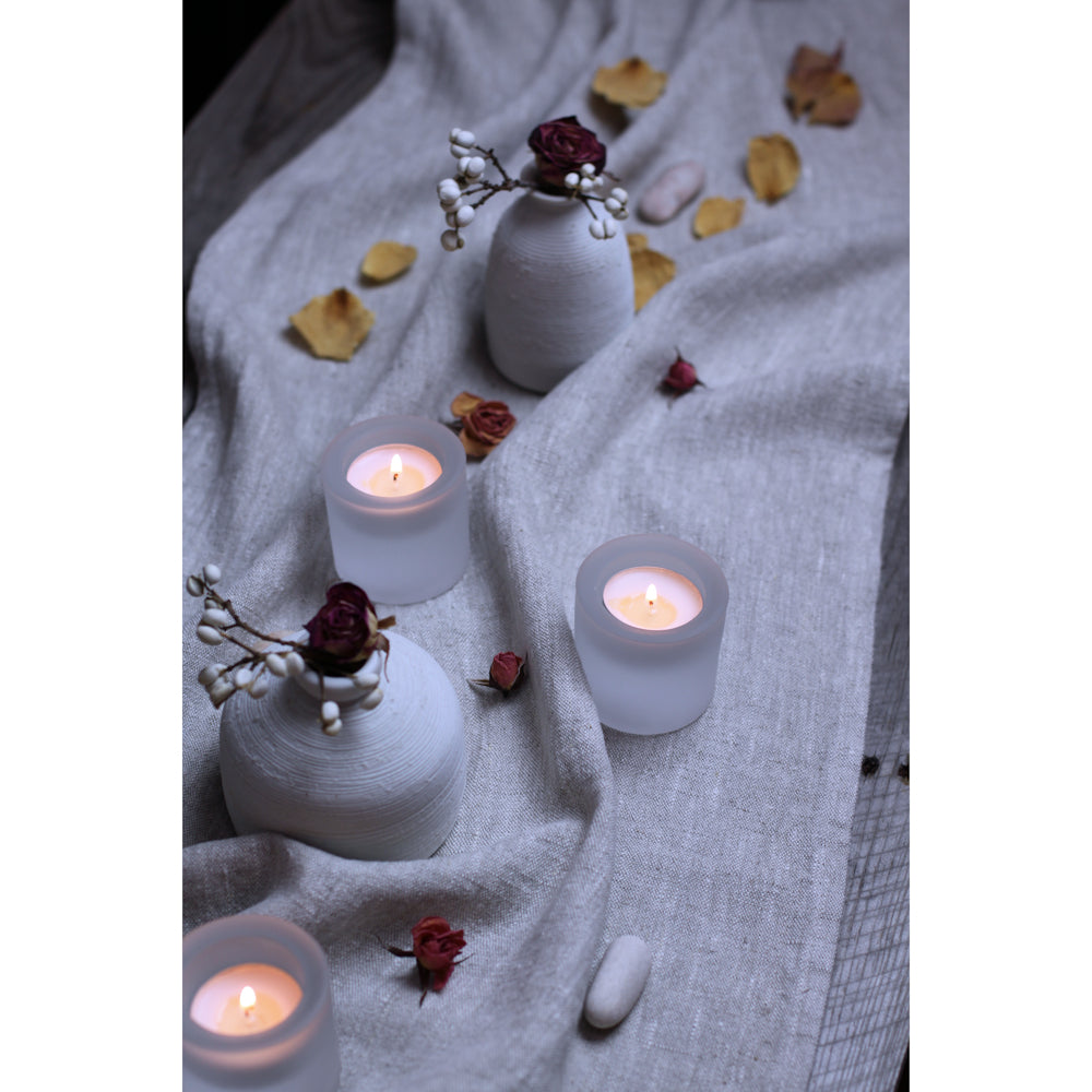 Linen Table Runner - Stonewashed - Light Natural with Frayed Edges - Luxury Thick Linen