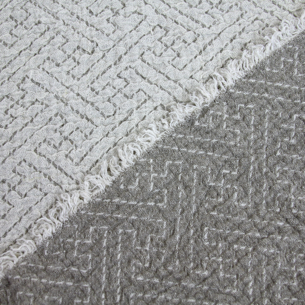 Linen Throw Expression - Stonewashed - Textured - Frayed Edges - Natural and Ivory Color