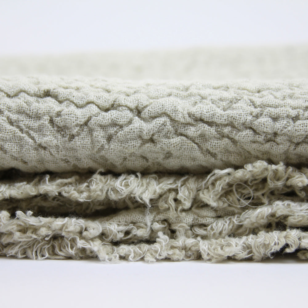 Linen Throw Expression - Stonewashed - Textured - Frayed Edges - Natural and Ivory Color