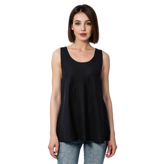 Linen Top - Black - Stonewashed - Luxury Thin Linen