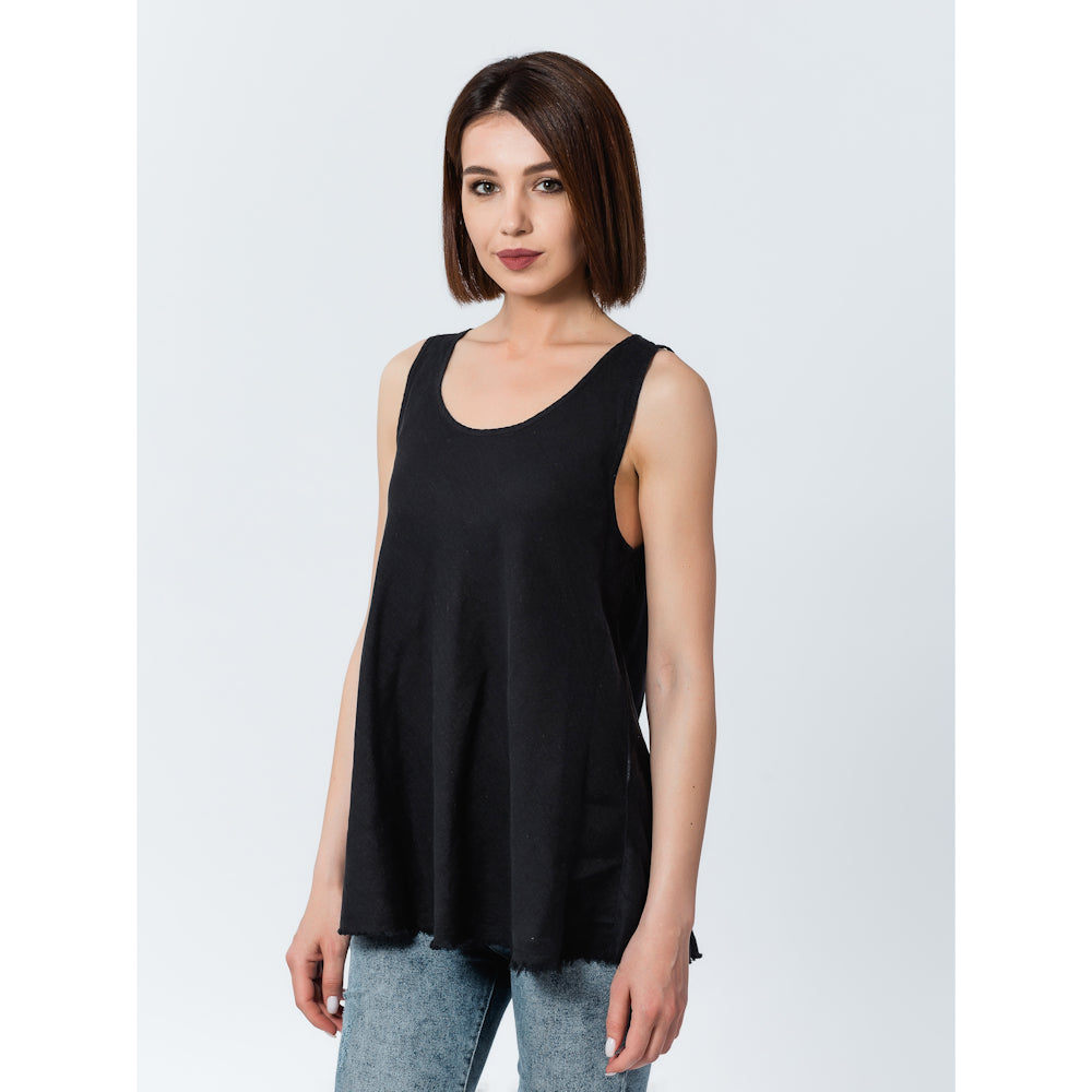 Linen Top - Black - Stonewashed - Luxury Thin Linen