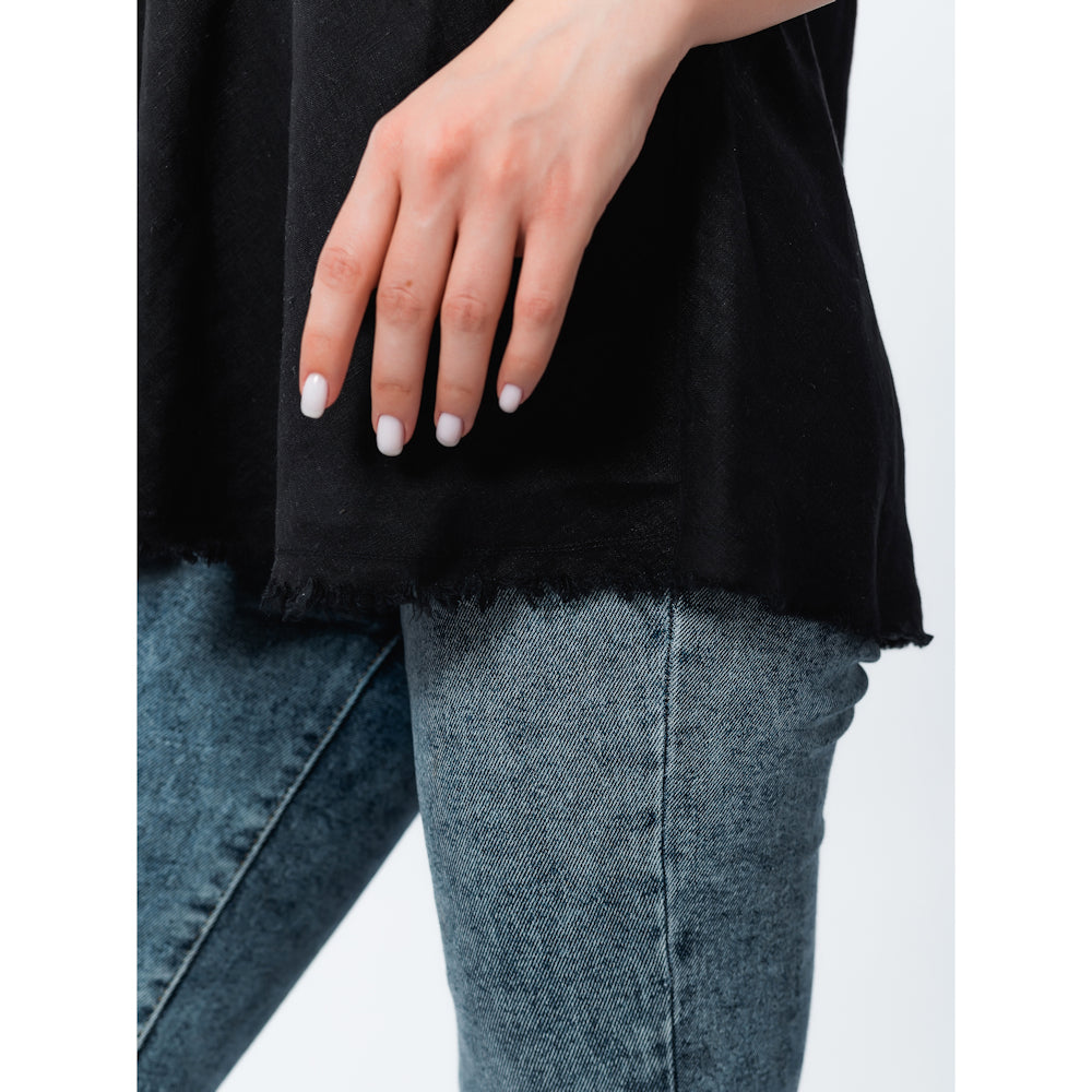 Linen Top - Black - Stonewashed - Luxury Thin Linen