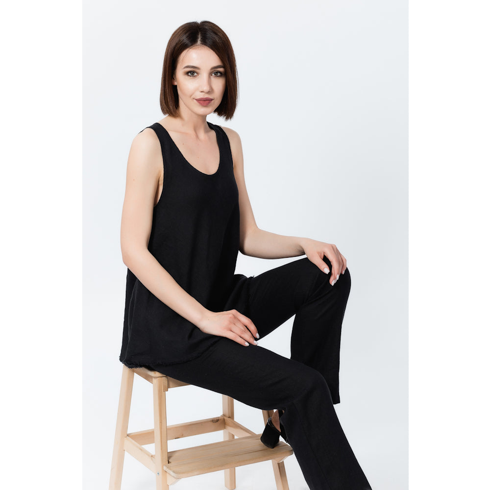 Linen Top - Black - Stonewashed - Luxury Thin Linen