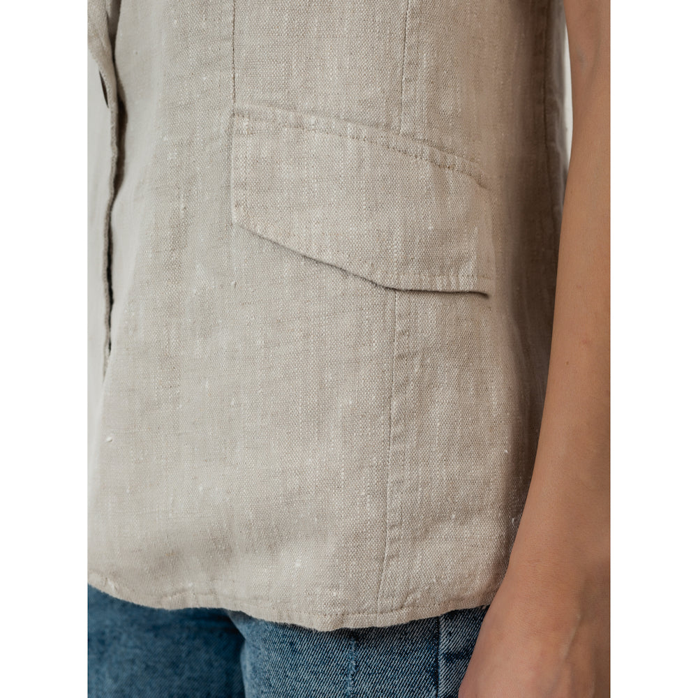Linen Vest - Light Natural - Stonewashed - Luxury Thick Linen