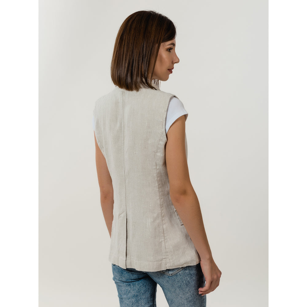 Linen Vest - Light Natural - Stonewashed - Luxury Thick Linen