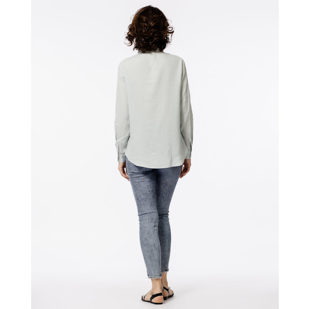 Linen Shirt - Ice Blue - Stonewashed - Luxury Thin Linen