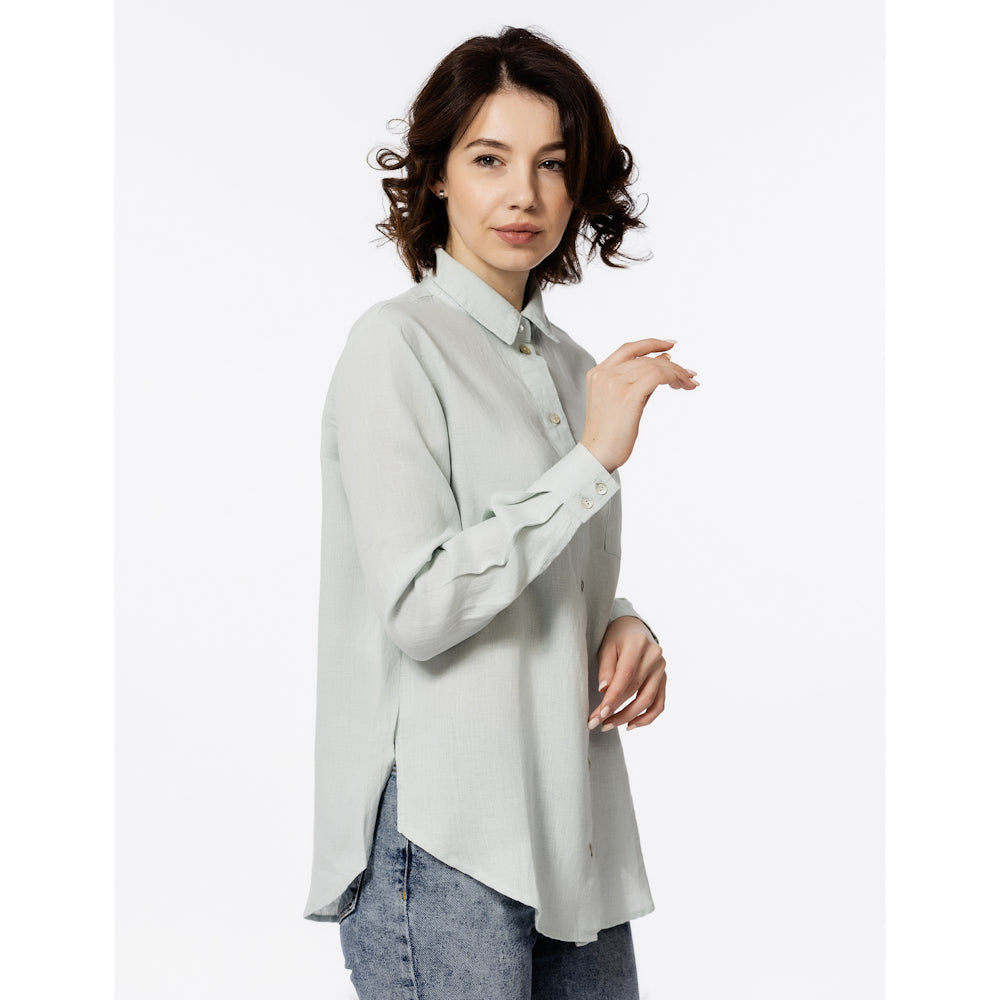 Linen Shirt - Ice Blue - Stonewashed - Luxury Thin Linen