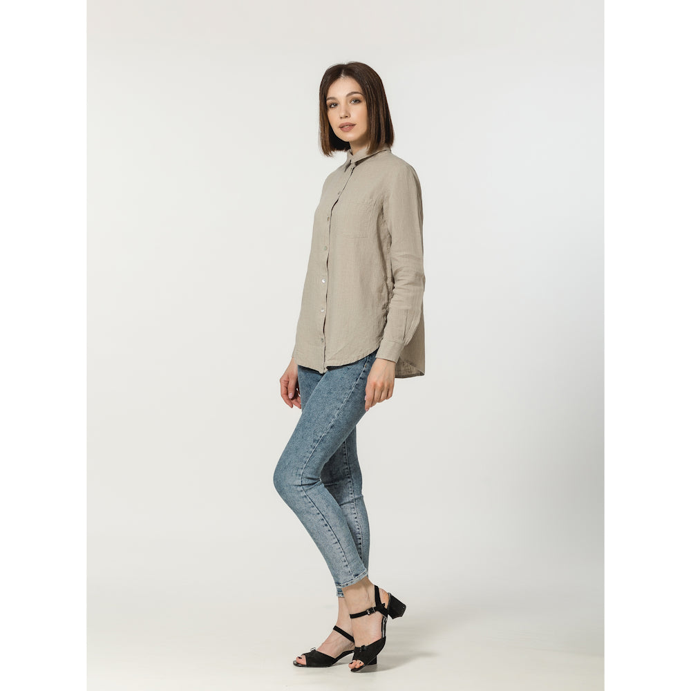 Linen Shirt - Natural - Stonewashed - Luxury Thin Linen