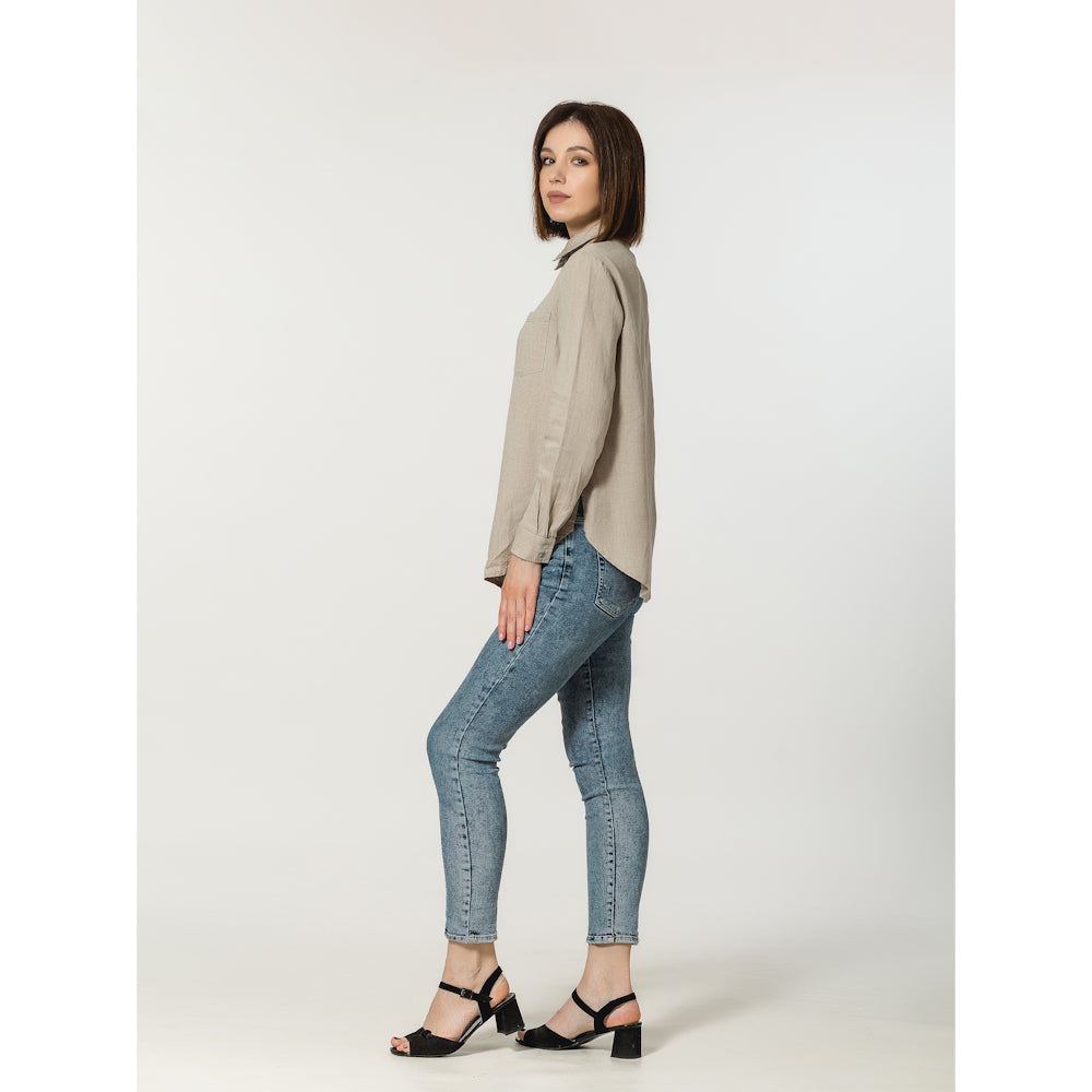 Linen Shirt - Natural - Stonewashed - Luxury Thin Linen