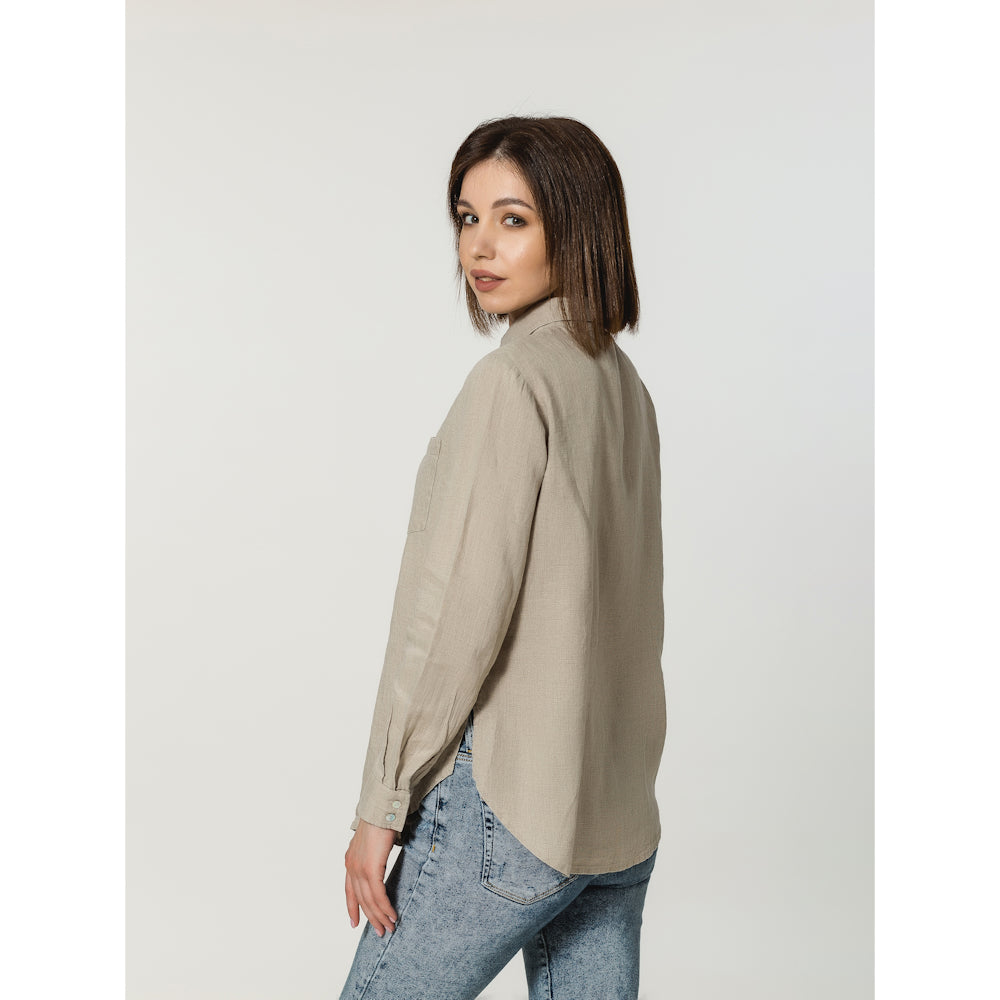 Linen Shirt - Natural - Stonewashed - Luxury Thin Linen