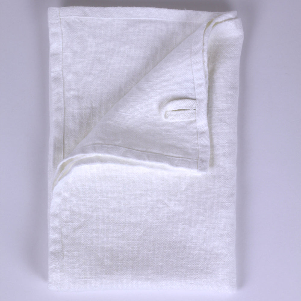 Linen Hand Towel - Stonewashed - Optic White - Luxury Thick Linen