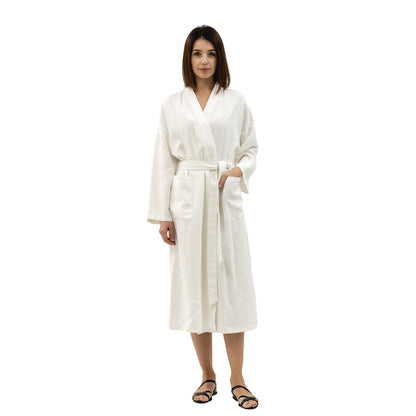 Linen Bath Robe with Hoodie and Two Pockets - stonewashed linen - pure ...