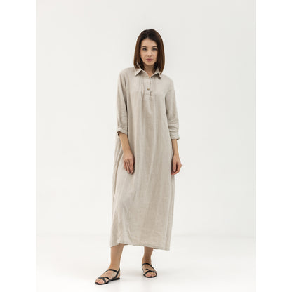 Linen Dress Laura - Light Natural - Stonewashed - Luxury Medium Thick Linen