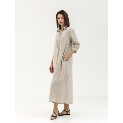 Linen Dress Laura - Light Natural - Stonewashed - Luxury Medium Thick Linen