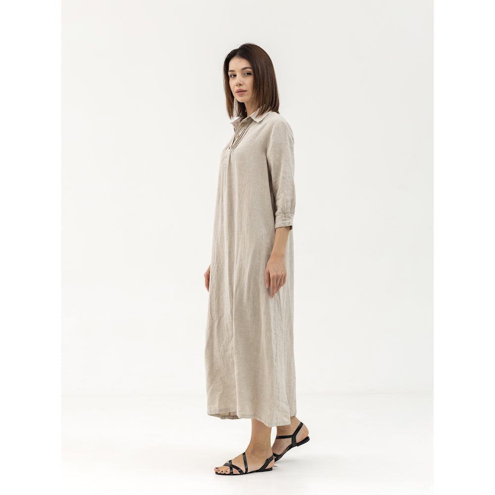 Linen Dress Laura - Light Natural - Stonewashed - Luxury Medium Thick Linen