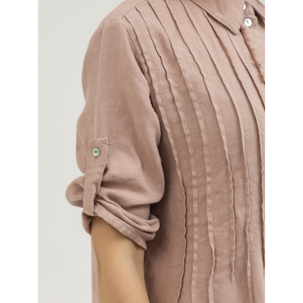 Dress Liviana - Dusty Rose - Stonewashed - Luxury Medium Thick Linen