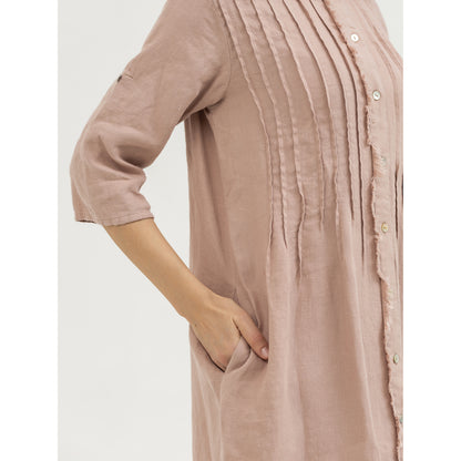 Dress Liviana - Dusty Rose - Stonewashed - Luxury Medium Thick Linen