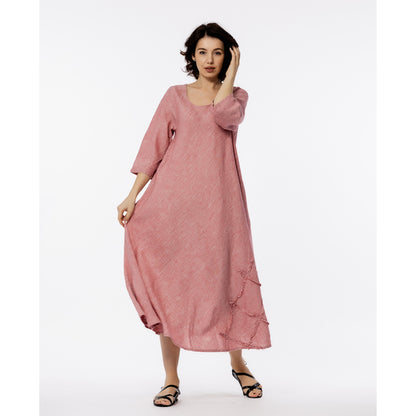 Linen Dress Paola - Heather Rose - Stonewashed - Luxury Medium Thick Linen