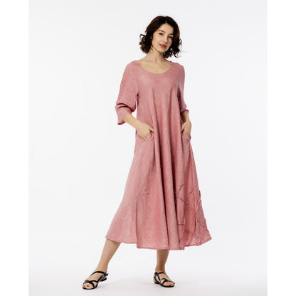 Linen Dress Paola - Heather Rose - Stonewashed - Luxury Medium Thick Linen