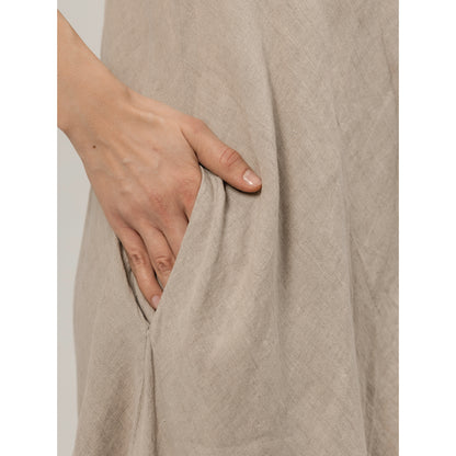 Linen Double Layer Dress - Natural and White - Stonewashed - Luxury Thin Linen