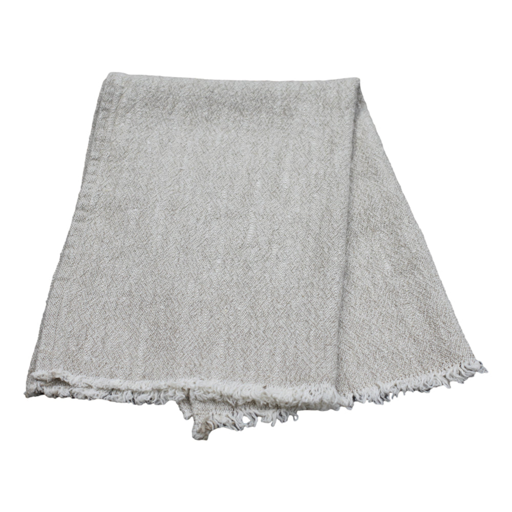 Linen Guest Towel - Stonewashed - Textured - Light Natural with Frayed Edges - Luxury Thick Linen