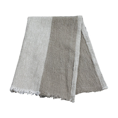 Linen Guest Towel - Stonewashed - Textured - Natural Light Natural Blocks with Frayed Edges - Luxury Thick Linen