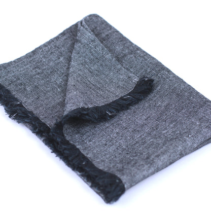 Linen Hand Towel - Stonewashed - Black with Frayed Edges - Luxury Thick Linen