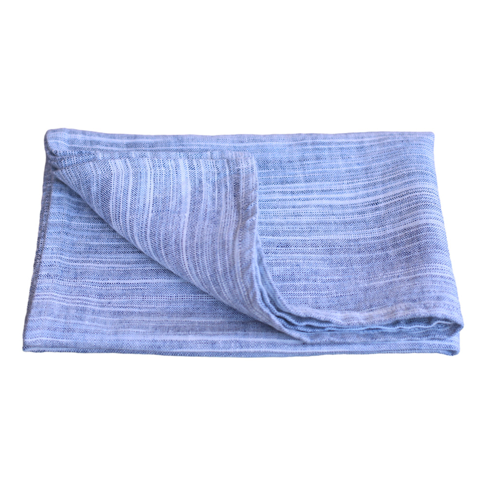 Linen Hand Towel - Stonewashed - Blue White Print Yarn - Luxury Thick Linen