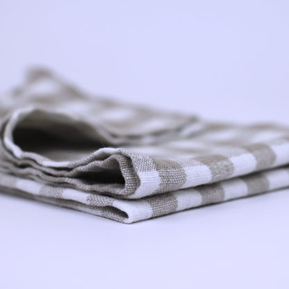 Linen Hand Towel - Stonewashed - Natural White Medium Squares - Thin Linen