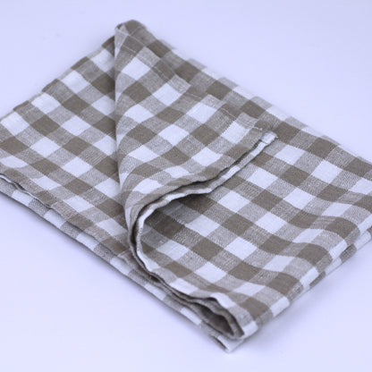 Linen Hand Towel - Stonewashed - Natural White Medium Squares - Thin Linen