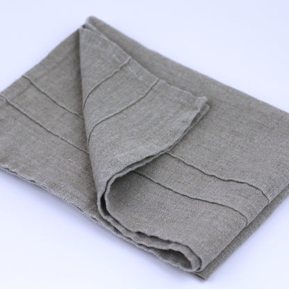 Linen Hand Towel - Stonewashed - Natural with Tucks - Luxury Thick Linen