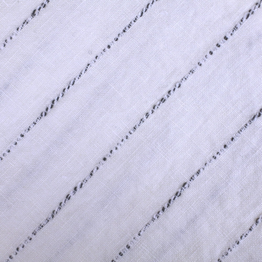 Linen Hand Towel - Stonewashed - Off White with Twisted Black Yarn Stripes  - Medium Thick Linen