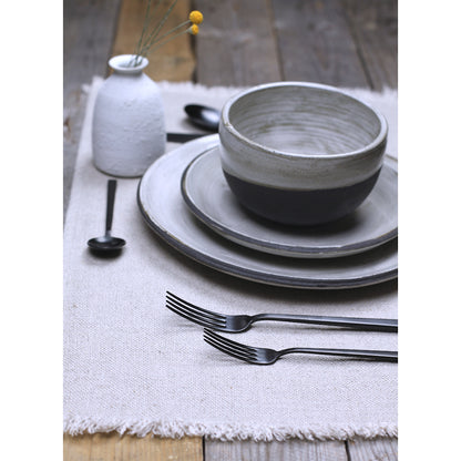 Linen Placemat - Stonewashed - Natural with Frayed Edges - Heavy Linen