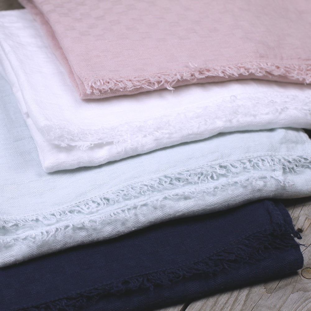 Linen Scarf Isabella - Stonewashed - White
