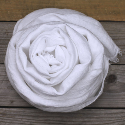 Linen Scarf Isabella - Stonewashed - White