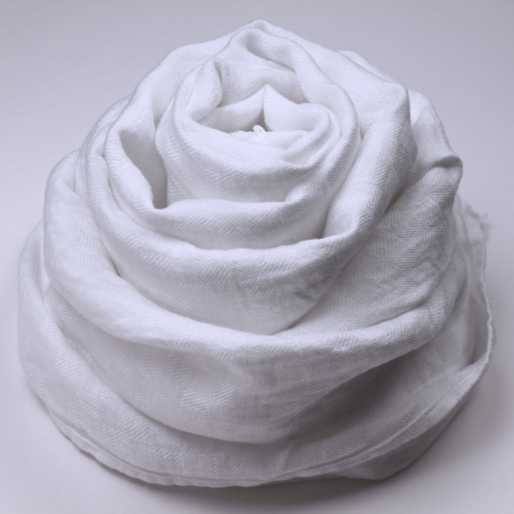 Linen Scarf Isabella - Stonewashed - White
