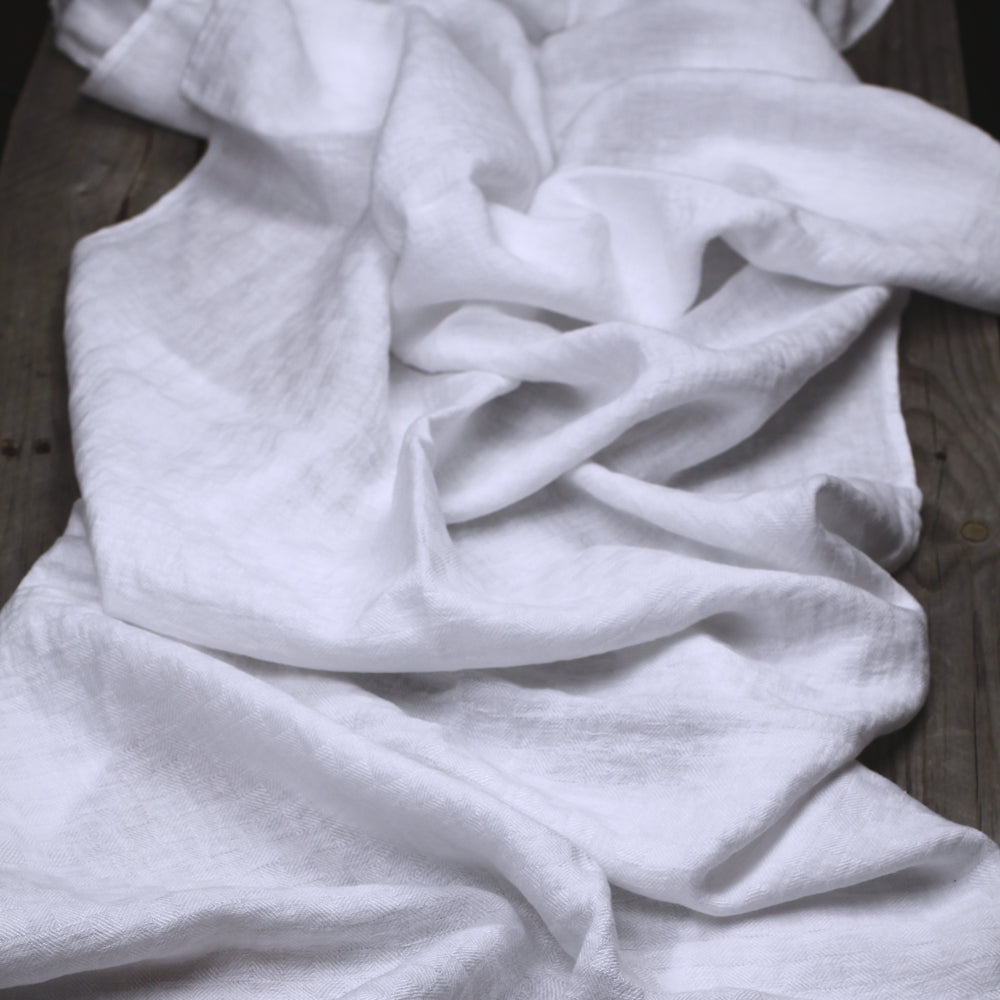 Linen Scarf Isabella - Stonewashed - White