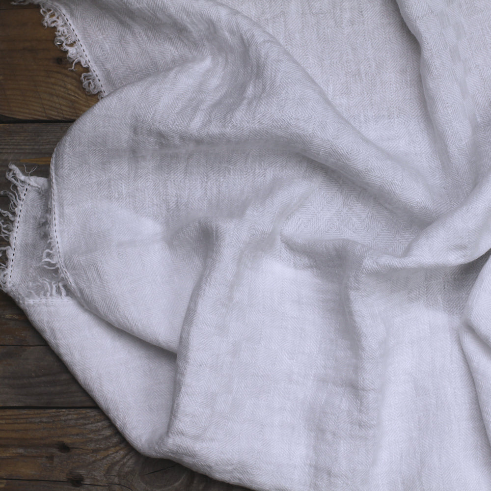 Linen Scarf Isabella - Stonewashed - White