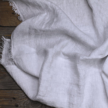 Linen Scarf Isabella - Stonewashed - White
