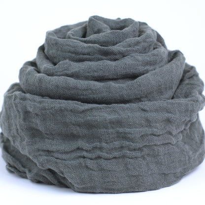 Linen Scarf - Stonewashed - Charcoal Gauze - Thin Linen